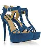 Rachel Zoe Valerie Turquoise Suede Platform Sandal - Lyst