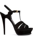 Saint Laurent Tribute Suede Platform Sandals - Lyst