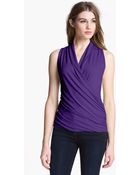 Vince Camuto Faux Wrap Top - Lyst