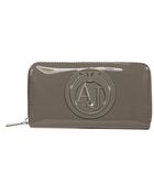 Giorgio Armani Wallet Zipped Patent Leather Rhinestones - Lyst