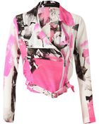 Christopher Kane Rose Printed Crepe De Chine Biker Jacket - Lyst