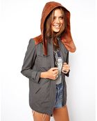 ASOS Collection Premium Parka with Leather Hood - Lyst