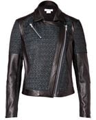 Helmut Lang Leather Paneled Biker Jacket In Everest/Black - Lyst