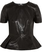 McQ by Alexander McQueen Leather Peplum Top - Lyst