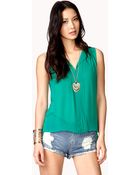 Forever 21 Sheer Mock Button Top - Lyst