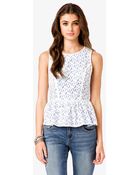 Forever 21 Contrast Lace Peplum Top - Lyst