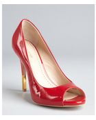 Pour La Victoire Cherry Patent Leather Lacquered Heel 'Sable' Pumps - Lyst
