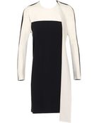 Balenciaga Colour Blocked Crepe Dress with Draped Open Back - Lyst
