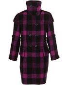 Burberry Prorsum Checked Virgin Wool Coat - Lyst