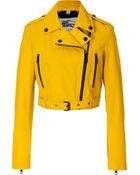 Burberry Leather Biker Jacket in Tourmaline Yellow - Lyst