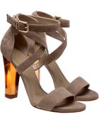 Gianvito Rossi Strappy Suede Heels with Resin Heels - Lyst