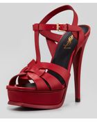 Saint Laurent Tribute Highheel Leather Sandal Red - Lyst