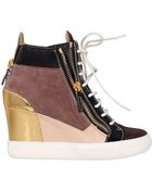 Giuseppe Zanotti 90mm Suede High Top Wedge Sneakers - Lyst