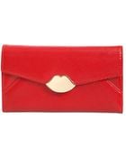 Lulu Guinness Cross Hatched Leather Zip Around Wallet - Lyst