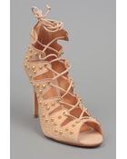 Schutz Arieli Lace Up Heel Oyster - Lyst