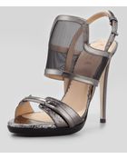 Reed Krakoff Solar Metallic Snake Mesh Sandal - Lyst