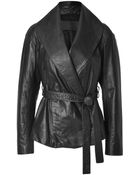 Donna Karan New York Leather Belted Jacket in Black - Lyst