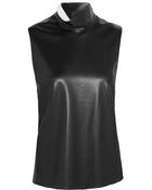 Calvin Klein Faux Leather Turtleneck Top - Lyst