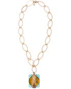 Tory Burch Greer Scarab Pendant Necklace - Lyst