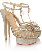 Charlotte Olympia Leading Lady Glitterfinished Sandals - Lyst