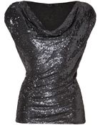 Donna Karan New York Sequined Front Silk Top - Lyst