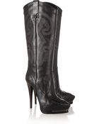 Lanvin Embroidered Leather Cowboy Boots - Lyst