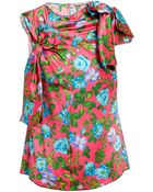 Nina Ricci Bow Detail Floral Printed Silk Top - Lyst