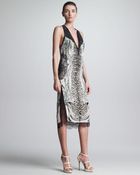 Roberto Cavalli Mixedprint Slit Lacetrim Dress - Lyst