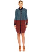 MICHAEL Michael Kors Printed Colorblock Shirtdress - Lyst