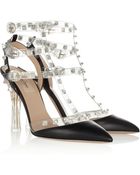 Valentino Studded Leather and Pvc Sandals - Lyst
