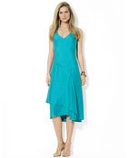 Lauren by Ralph Lauren Silk Vneck Ruffled Dress - Lyst