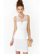Nasty Gal Crochet Peplum Dress Ivory - Lyst
