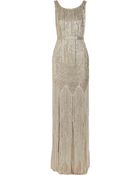 Oscar de la Renta Beaded Metallic Silk Blend Gown - Lyst