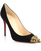 Christian Louboutin Geo Suede Studded Captoe Pumps - Lyst