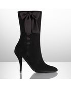 Ralph Lauren Collection Tabatha Silkbow Suede Boot - Lyst