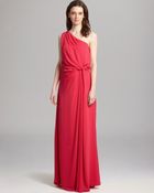 Halston Heritage Gown One Shoulder Ruched Side Waist - Lyst