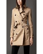 Burberry Midlength Cotton Gabardine Trench Coat - Lyst