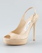 Jimmy Choo Shaw Snakeskin Slingback Nude - Lyst