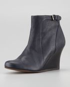 Lanvin Leather Wedge Ankle Boot Blue Night - Lyst