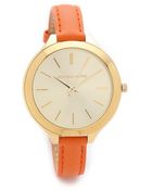 Michael Kors Leather Slim Runway Watch - Lyst
