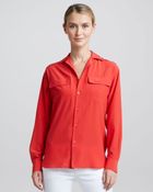 Ralph Lauren Black Label Longsleeve Silk Pocket Blouse - Lyst
