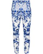 Roberto Cavalli Paisley Slim Cropped Trouser - Lyst