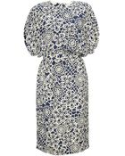 Thakoon Navy Floral Side Draped Dress - Lyst