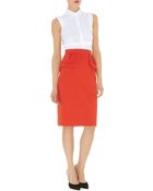 Karen Millen Tailored Cotton Pencil Skirt - Lyst