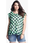 Pleione Print Sheer Chiffon Top - Lyst