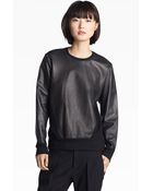 Helmut Lang Leather Sweatshirt - Lyst