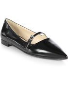 Prada Polished Leather Mary Jane Flats - Lyst