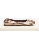 Tory Burch Reva Metallic Snakeprint Ballerina Flats - Lyst