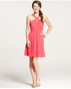 Ann Taylor Silk Georgette Keyhole Halter Dress - Lyst