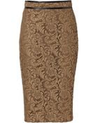 Burberry Cotton Blend Lace Pencil Skirt in Dark Camel - Lyst